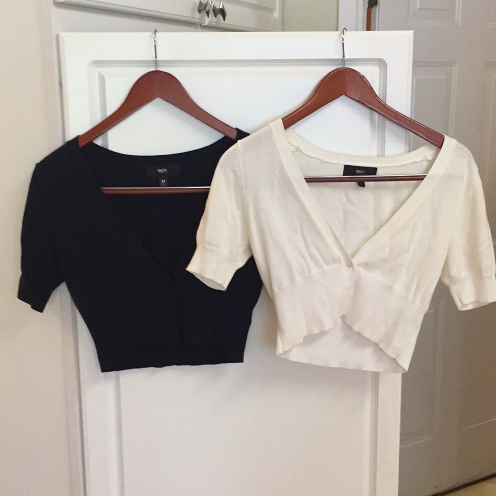 Black and white cropped cardigan sweaters
